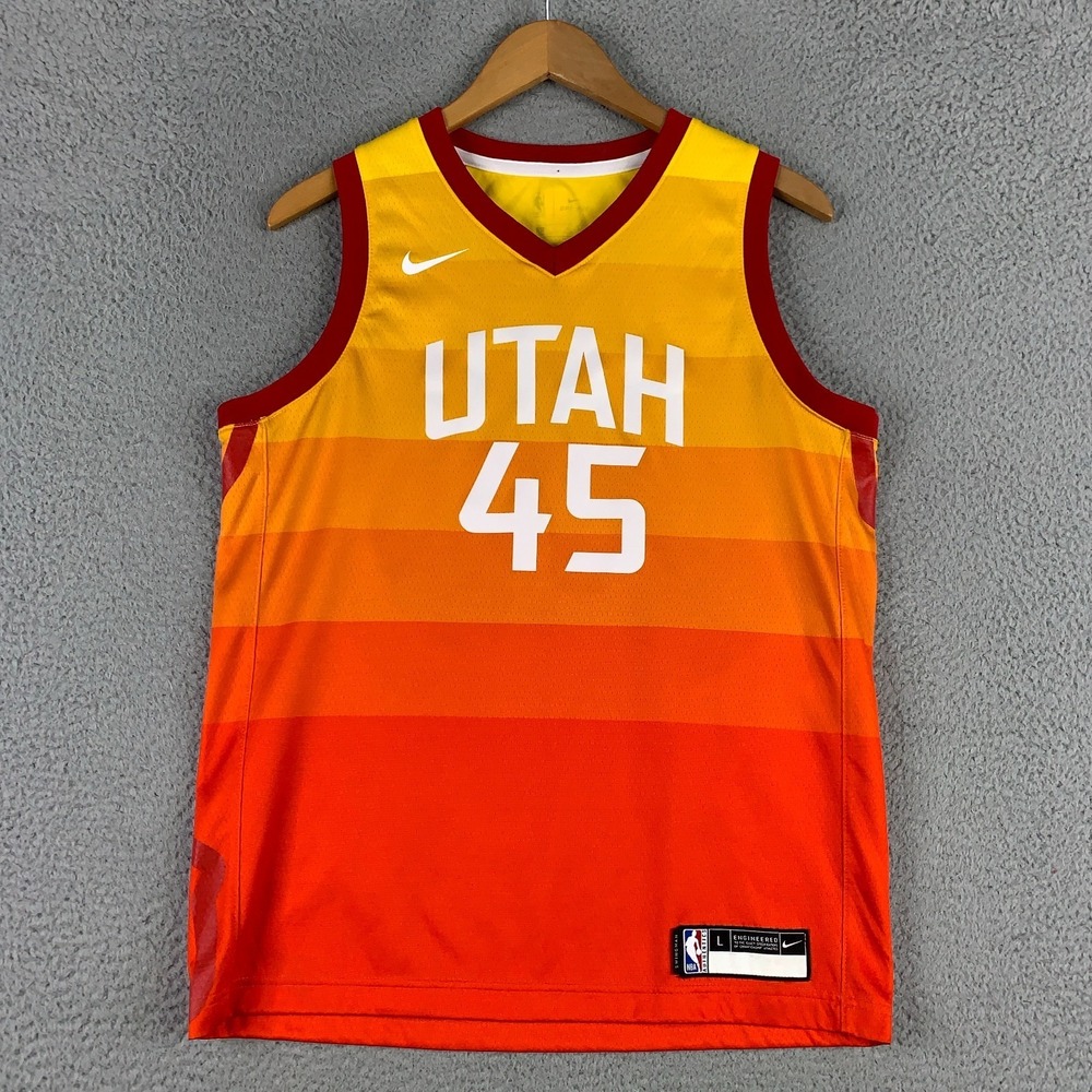 Nike Utah Jazz Donovan Mitchell Jersey Womens Large Orange City Edition Swingman